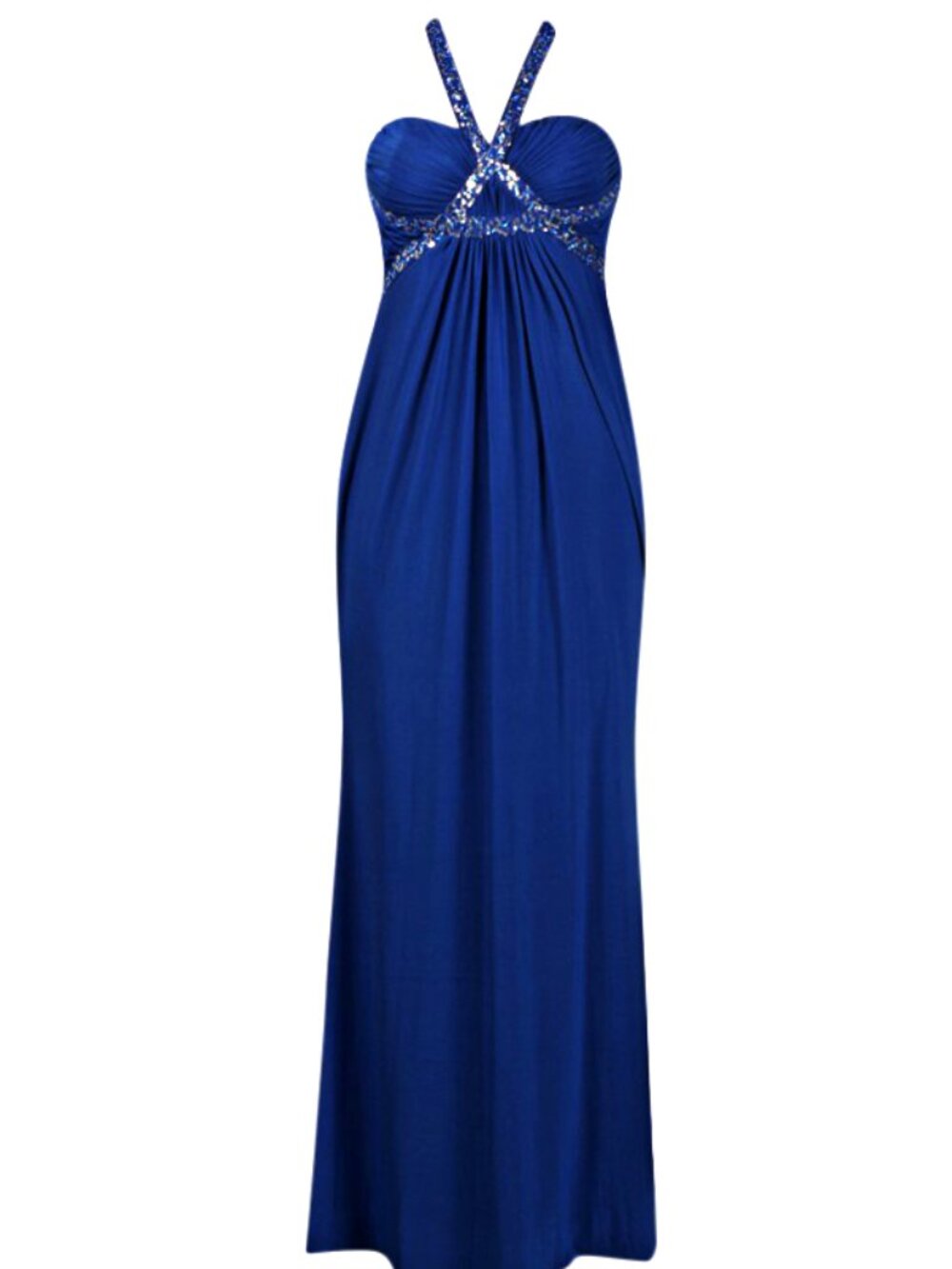 Hailey Logan Sequin Strap Empire Waist Open Back Jersey Dress